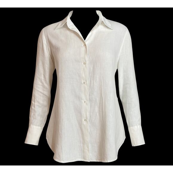 VTG Valerie Stevens 100% Linen Button Up Blouse Lagenlook Cream Size Medium - Picture 3 of 7